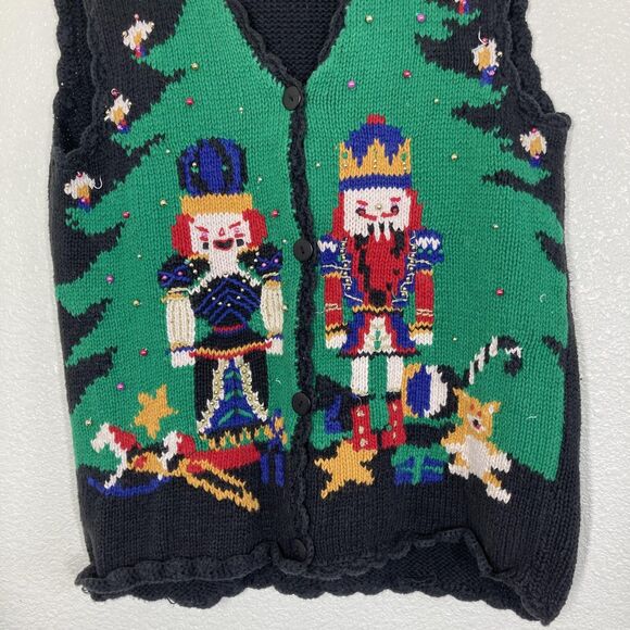 Hasting & Smith Sweater Vest Womens Large Nutcracker Ugly Christmas Beaded - Picture 2 of 12
